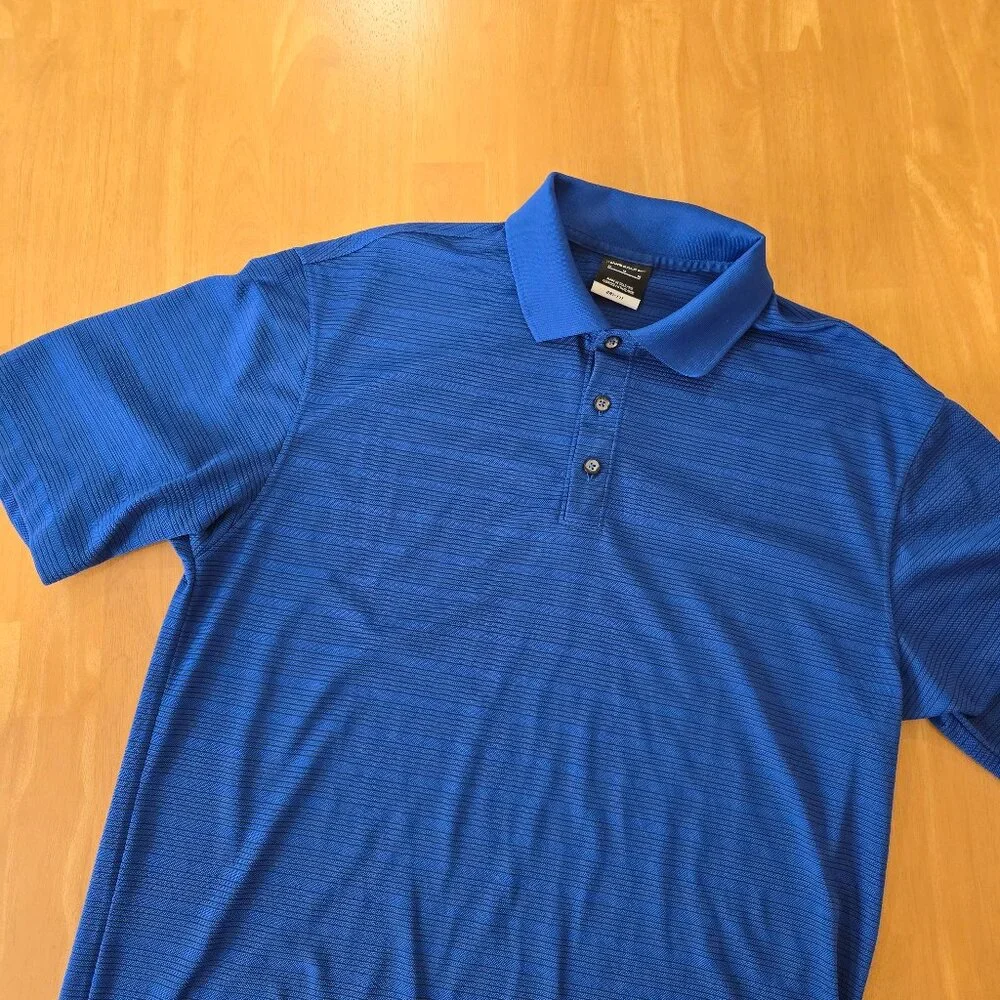 Nike Golf Men's Dri Fit Short Sleeve 3-Button Polo Shirt Royal Blue Black Size M